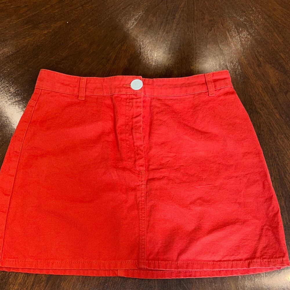 BDG Red Mini Skirt with Front Button